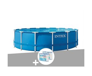 Kit piscine tubulaire Intex Metal Frame ronde 4 57 x 1 22 m + 6 cartouches de filtration