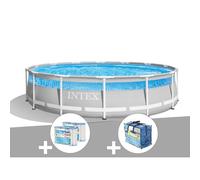 Kit piscine tubulaire Intex Prism Frame Clearview ronde 4,27 x 1,07 m + 6 cartouches de filtration + Bâche à bulles