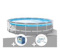 Kit piscine tubulaire Intex Prism Frame Clearview ronde 4,88 x 1,22 m + Bâche à bulles + Kit d'entretien