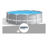 Kit piscine tubulaire Intex Prism Frame ronde 3,66 x 1,22 m + Bâche de protection Gris G