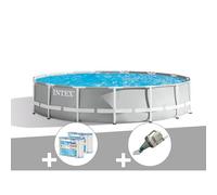 Kit piscine tubulaire Intex Prism Frame ronde 4,57 x 1,07 m + 6 cartouches de filtration + Aspirateur