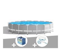Kit piscine tubulaire Intex Prism Frame ronde 5,49 x 1,22 m + Bâche à bulles + Kit d'entretien