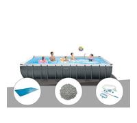 Kit piscine tubulaire Intex Ultra XTR Frame rectangulaire 7,32 x 3,66 x 1,32 m + Bâche à bulles + 20 kg de zéolite + Kit d'entretien