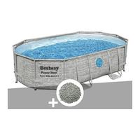 Kit piscine tubulaire ovale Bestway Power Steel SwimVista avec hublots 4,88 x 3,05 x 1,07 m + 10 kg de zéolite
