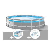 Kit piscine tubulaire Prism Frame Clear Window ronde 4,88 x 1,22 m + Kit d'entretien + 6 cartouches de filtration