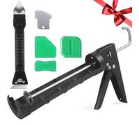 Kit pistolet à calfeutrer silicone anti-goutte 310 ml, outil de retrait et finition de calfeutrage tout-en-un pour joints cuisine, salle de bain, fenêtres et lavabos, avec coffret cadeau