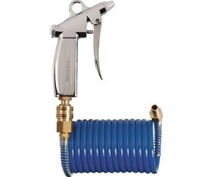 Kit pistolet avec tuyau spiralé, diamètre intérieur 6 mm, diamètre extérieur 8 mm, longueur 5 m, bleu, raccord DN 7,2