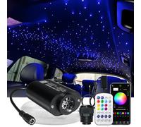 Kit plafonnier 6 W Mini RGBW étoilé en fibre optique - 300 fibres de 0,75 mm x 3 m avec finition lumineuse, synchronisation musicale, application et télécommande - Kit de garniture de toit étoilée