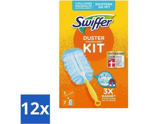 Kit plumeau Swiffer – Chiffons à poussière – 1 manche et 7 recharges – Pack économique – 12 pièces