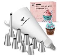 Kit Poche à Douille Pâtisserie,Kit Poche a Douille Patisserie Pratique,1 poches et 9 douilles et 1 Adaptateur,Idéal pour Décorer Gâteaux,Cupcakes,Muffins,Réutilisable Accessoires pâtisserie