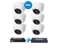 Kit PoE, 6 caméras dôme, 4 MP, enregistreur NVR, commutateur PoE