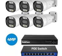 Kit POE RobiCam, 6 caméras, enregistreur NVR, commutateur POE