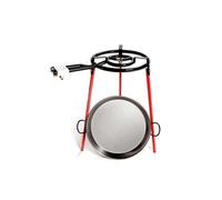 Kit Poele A Paella Polie 46cm Avec Trépied Et Bruleur Gaz 400mm Vaello