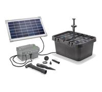 Kit pompe solaire bassin avec filtre, batterie et anneau led, 300L-8W