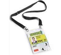kit porte badge évènementiel avec lacet textile, noir, format A6 PVC, boîte de 10 Noir G