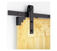 Kit Porte Coulissante, 5ft-10ft Rustique Black Classic Rail Cading Barn Kit de porte Hardware Barn Bois Porte coulissante Système de piste de roue(195cm)