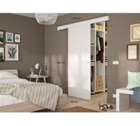 Kit Porte Coulissante Blanc Optimum, H 204 x L 93 x P 4 cm, Rail Aluminium, Bandeau Blanc, Double Amortisseur