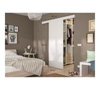OPTIMUM - Kit porte coulissante blanche + rail blanc + baguette - H 204 x L 93 x P 4 cm