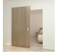 Kit porte coulissante en bois Chêne porte à âme pleine+rail aluminium invisible H.210xl.103 cm SCHULTE, résine mélaminée, softclose