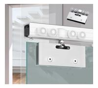 Kit Porte Coulissante Kit de Quincaillerie pour Porte Coulissante en Verre à Voie Unique, Rail de Porte de Grange Coulissante en Verre Sans Cadre, Rails de Porte Escamotable(Silver,200cm (6.6ft))