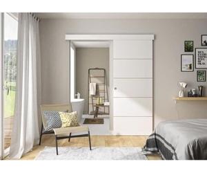Kit Porte Coulissante OPTIMUM Atelier, H204xL83xP4 cm, Rail 1860 mm, Double Amortisseur, Blanche Lignée