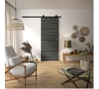 Kit Porte Coulissante - OPTIMUM - MILANO2 + RAAP NO - H 204 x 83 x 3,6 cm, Acier, Coloris noir, Installation rapide