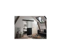 Optimum Sport Kit porte coulissante intérieur rail Atelier verre dépoli H204×L83×P4 cm Noir