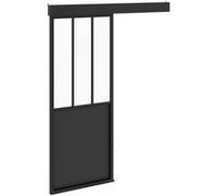 IDMarket - Kit Porte coulissante verrière 83 cm en métal + MDF avec Rail et Fixations