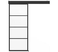 IDMarket - Kit porte coulissante vitrée verre trempé 83 cm en métal + MDF avec rail et fixations