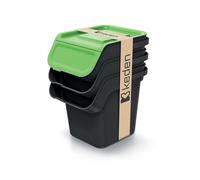 Keden Kaddi Q Système de tri sélectif, 3 x 20 l, avec filtre à charbon actif, bac de tri des déchets avec couvercle, poubelle de recyclage, poubelle en plastique (noir)