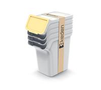 Set de poubelles Keden, pour le tri des déchets, 4x20 litres, cendres, Stackbox Q