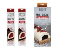 Kit pour bûche de Noël avec moule en silicone et 2 inserts en PVC
