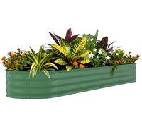 Kit pour construire un bac surélevé - Plateau de jardin ovale en métal, dimensions 244 x 61 x 46 cm - Bordures de sécurité anti-coupure - Barre de renforcement