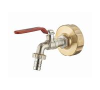 Kit pour cuve grillagée : 1 raccord laiton adaptateur de cuve 1000L S60x6 mm femelle F3/4' (20x27) + robinet de puisage 1/4 de tour mâle M3/4' nez
