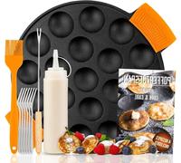 Kit pour faire des "poffertjes" - Mini appareil à "poffertjes" - Tradition néerlandaise - Ensemble complet de cuisson - 19 "poffertjes" - Noir