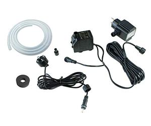 Kit pour fontaines Pompe de fontaine 450 L/H avec 1 spot LED blanc chaud, bague d'étanchéité flexible et tuyau de 2 m