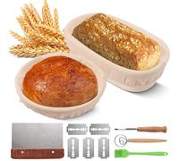 Kit pour la fabrication de pain au levain : 2 paniers de fermentation, un couteau, une spatule, un couvercle, un pinceau