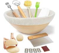 Kit pour pain au levain - Ensemble complet de 13 pièces - Formes rondes et ovales - Accessoires de boulangerie - Batteur électrique - Spatule - Thermomètre ruban - Accessoires artisanaux pour pain au