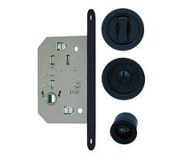 Kit pour porte coulissante noir condamnation rosace ronde EUROWALE NO015