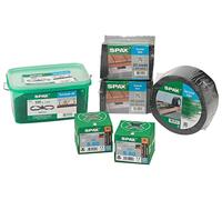 Kit pour Terrasse SPAX vis en acier inoxydable, entretoise, embout, tampon et mètre ruban