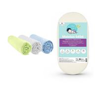 KIT PRATIQUE BEBE Matelas 32x72 Couffin Berceau Bébé + 3 Draps housse Bambou Couffin Garçon | Oeko-Tex |Fabrication France UE