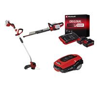 Kit premium jardin sans fil Einhell – Taille-haies 36V, coupe-bordure 36V, robot tondeuse + batteries 4.0Ah