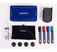 Kit premium pour tableau blanc magnétique, présenté dans une boîte métallique