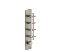 Kit prêt-à-monter Gessi Inciso+ pour thermostat encastré 3/4 haute performance, une rosace, montage vertical, 4 voies séparées, 58228149, Couleur: Optique Finox
