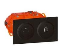Kit prise de courant Surface et module de 2 USB Dooxie - Type A - 2,4A - Noir Noir G