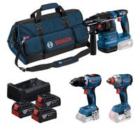 Kit professionnel 18V Bosch (GSR,GDX,GBH,3xGBA,GA