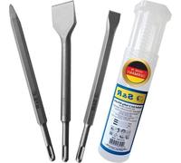 Kit professionnel SDS-plus 3 pièces comprenant un burin plat, un burin à rainurer et un burin à pointe, fabriqué en Allemagne