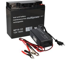 Kit Q-Batteries BL 12-5 chargeur 5A + Multipower MP18-12 batterie plomb-gel 12V 18Ah 17Ah