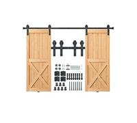 Kit quincaillerie porte coulissante de grange SucceBuy Acier au carbone Noir 244cm
