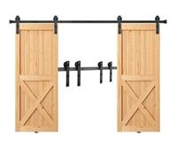 VEVOR Kit Quincaillerie de Porte Coulissante de Grange 244 cm Rail Porte Coulissante Convient Double Porte Largeur 1,12-1,32 m Épaisseur 32-45 mm Charge 150 kg Poulie Silencieuse Forme I pour Maison